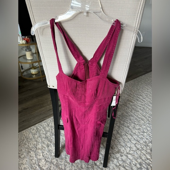 NWT $148 Anthropologie Rose Pink Square-Neck Mini Flap Pockets Back Zip Dress, 8 - Picture 2 of 8